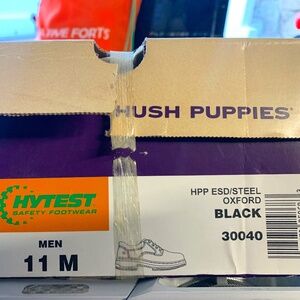 Hush Puppies Mens Black Leather Plain Toe Oxfords Sz 11 MSRP $129 NIB